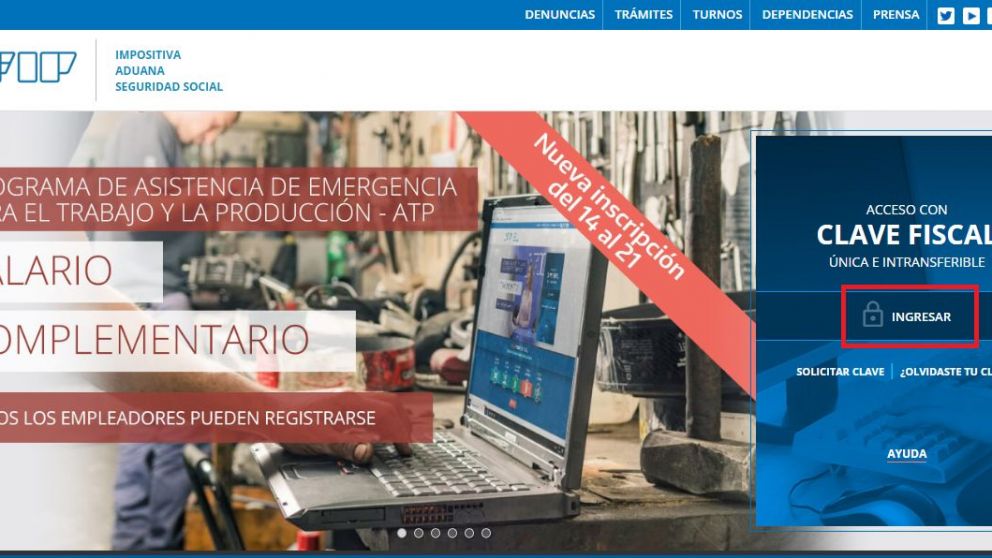 Siete pasos para realizar el trámite en la página de Afip.