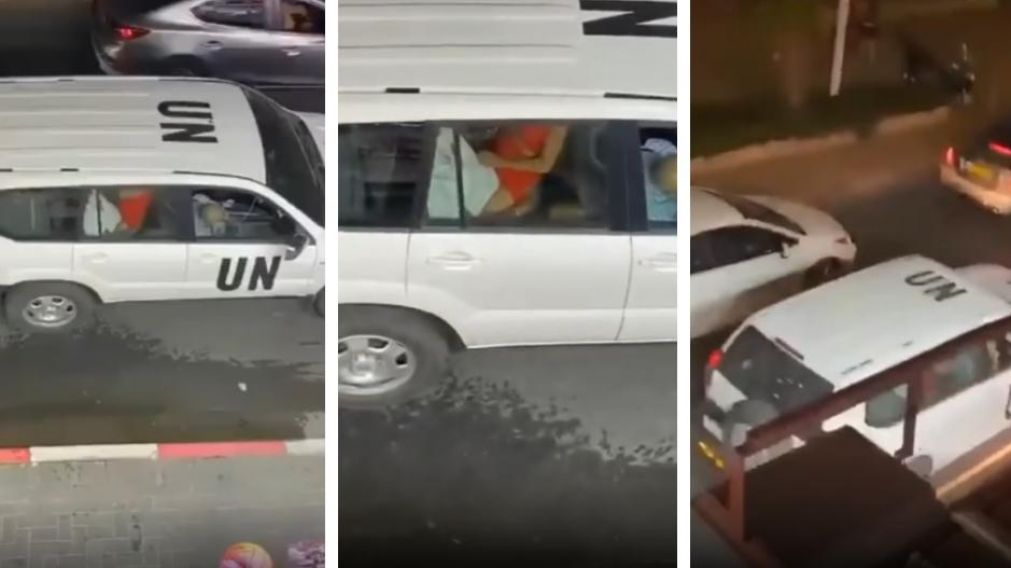 Miembros de la ONU teniendo sexo dentro de un auto en Israel. (Captura video)