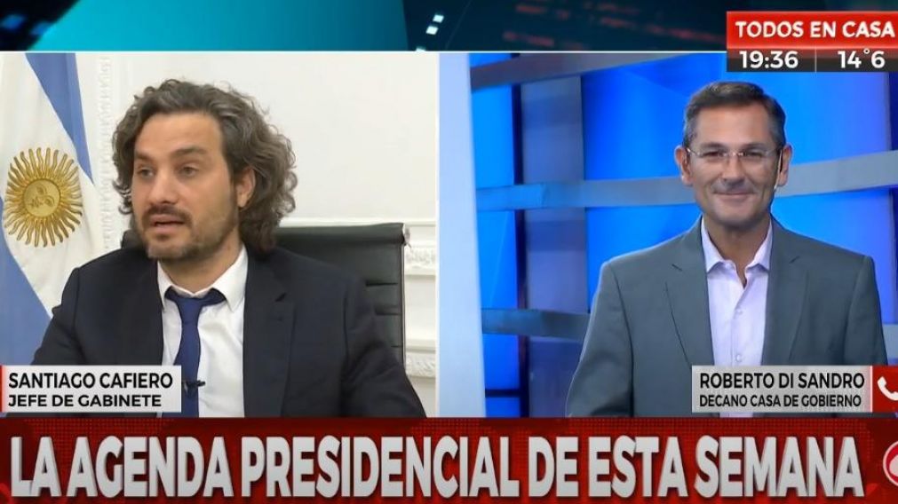 El Jefe de Gabinete Santiago Cafiero en exclusiva con Crónica HD. (Captura video).