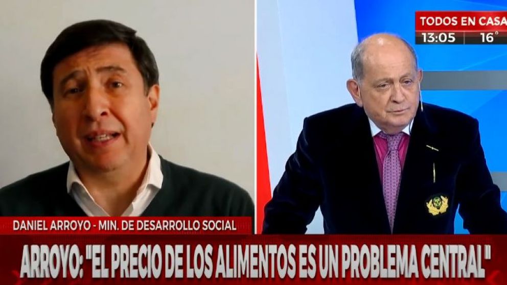Arroyo en Crónica HD: "El precio de los alimentos es un problema central".