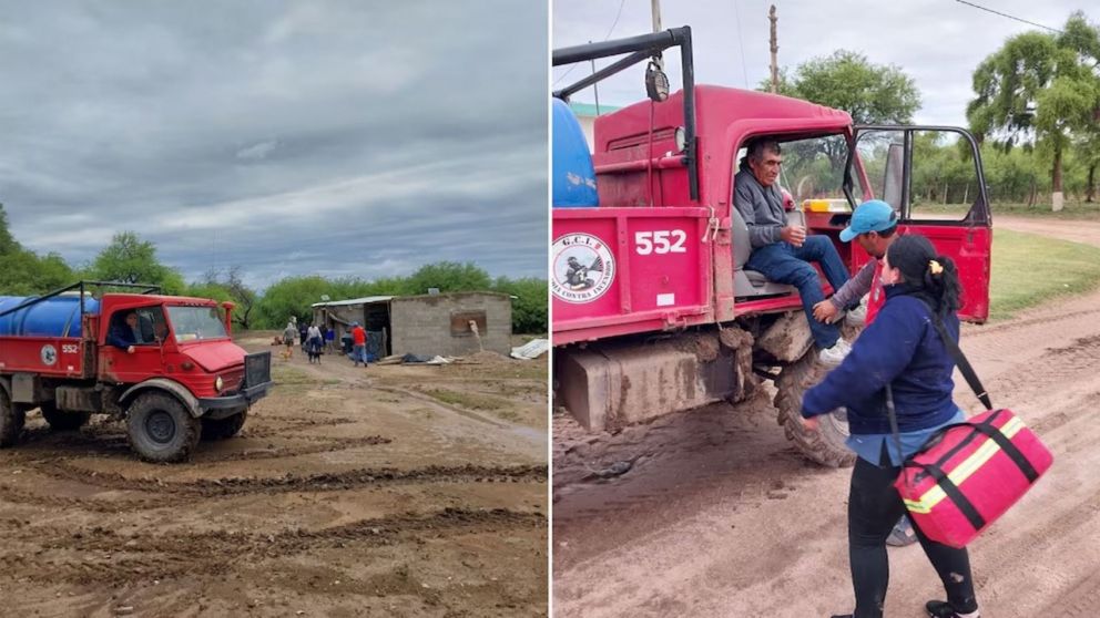 Bomberos rescataron a un hombre aislado por las lluvias en Laguna El Suncho.
