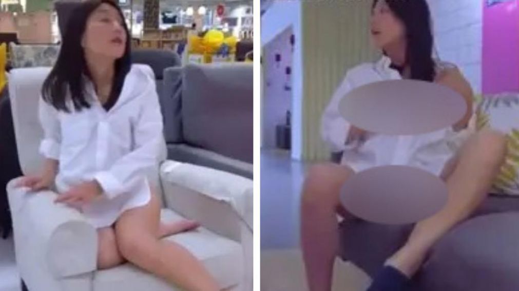 Acalorada, entró a un local y se masturbó. (Captura de video)