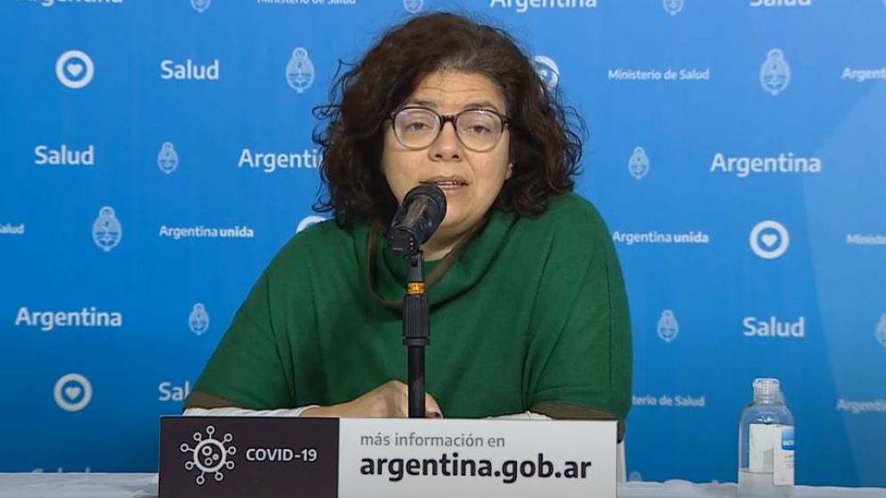 La secretaria de acceso a la Salud, Carla Vizzotti, durante el reporte diario desde el Ministerio de Salud (Captura de pantalla).