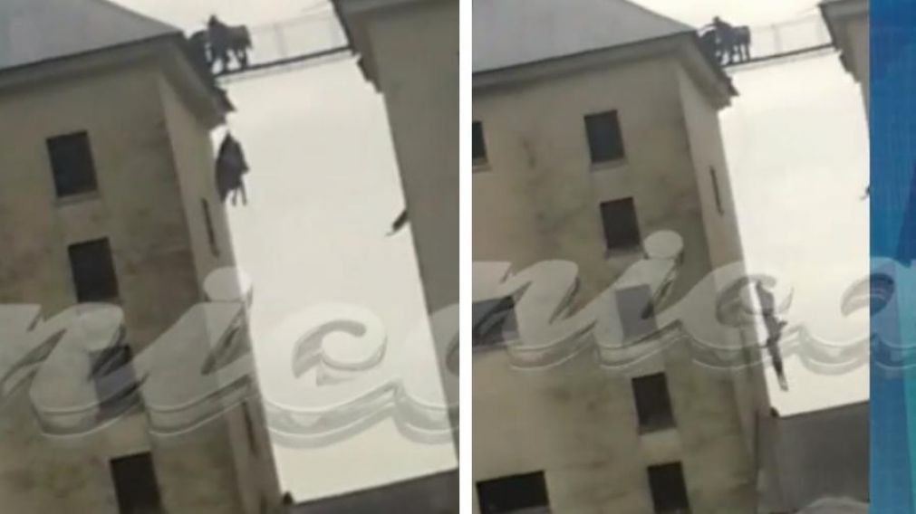 Así cayó preso al vacío durante el motín en Devoto. (Captura de video)