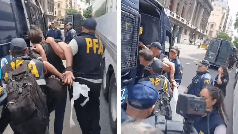 ¡EN VIVO! Marcha de jubilados: dos detenidos en las inmediaciones del Congreso, uno de ellos el padre "Paco" Olveira