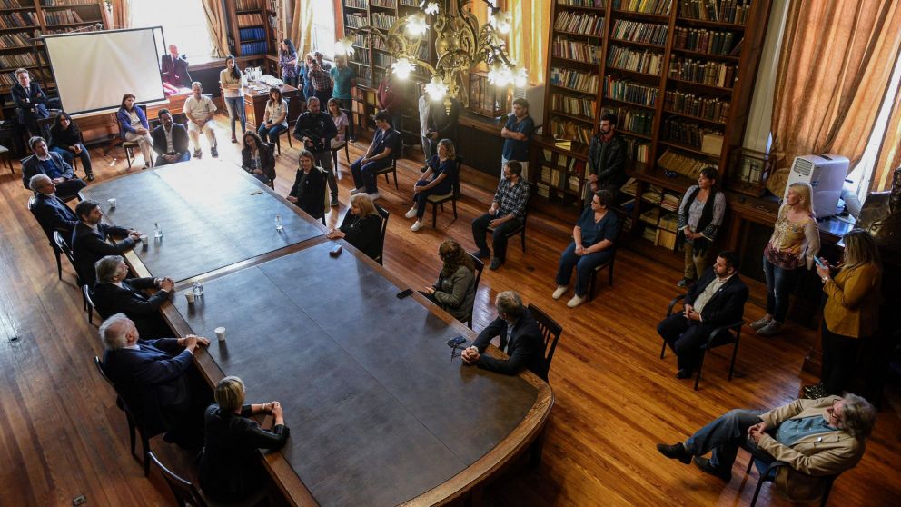 El encuentro con los profesionales del Instituto Malbrán (Presidencia).