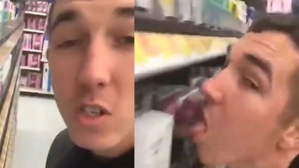 El joven que se grabó lamiendo productos fue repudiado en las redes (Captura).
