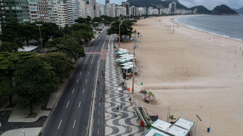 Las playas de Copacabana en Río De Janeiro, quedaron vacías en medio de la cuarentena.