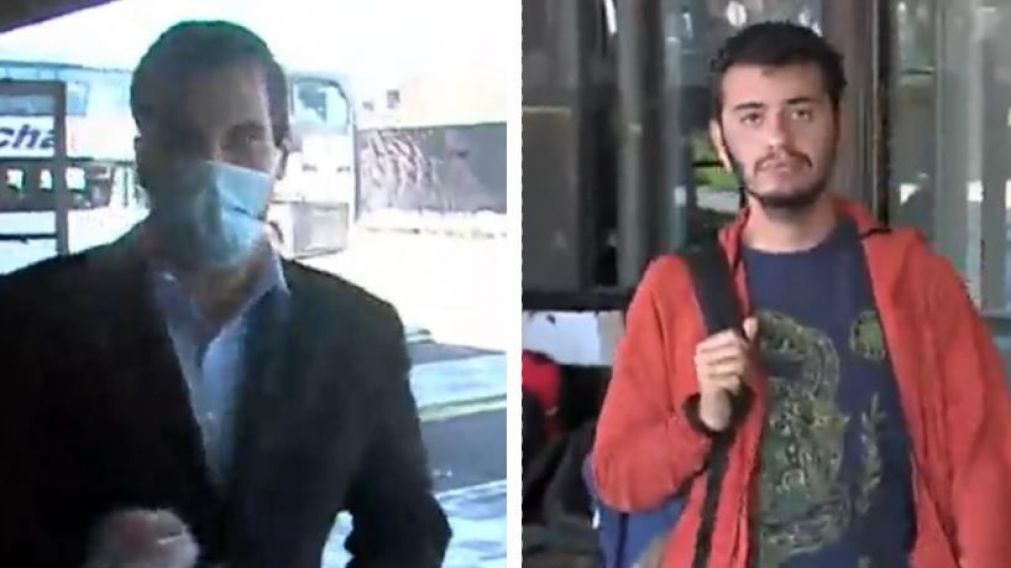 El periodista Marco Bustamante segundos después de ser agredido (Captura TV).