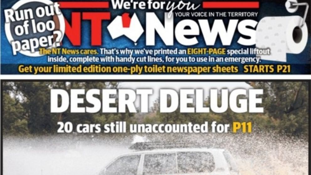 La portada del NT News, con la imagen del papel higiénico.