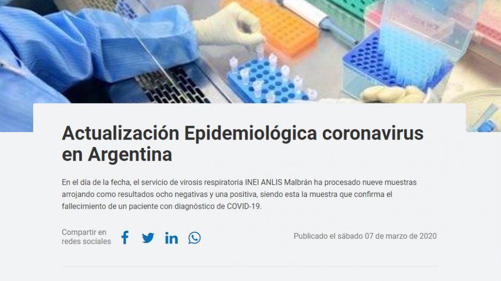 ¿Qué dijo el Ministerio de Salud sobre la primera muerte por coronavirus?