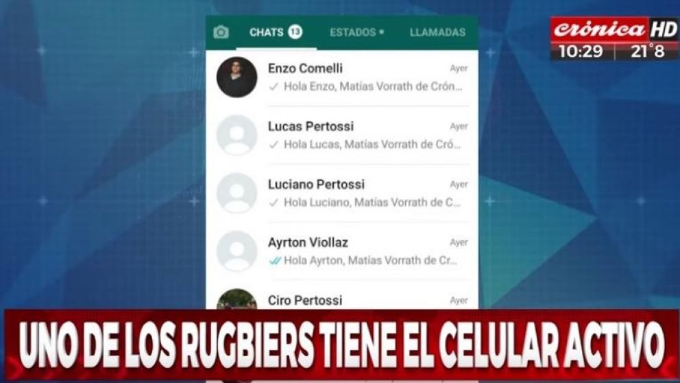 Crónica HD le mandó un mensaje a los rugbiers detenidos y le clavaron el visto. (Captura de TV)