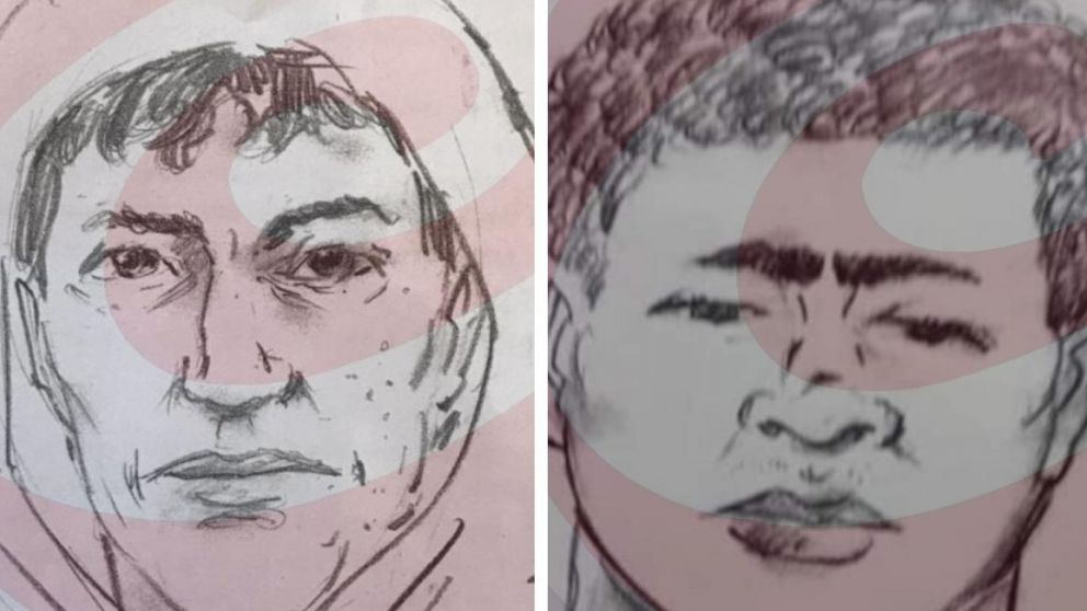 Los identikits que se hicieron en base a la descripción de la mujer violada.