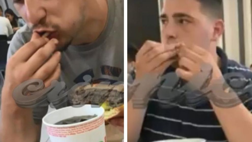 Así comían, tras matar a Fernando, Máximo Thomsen y Lucas Pertossi. (Captura de video)