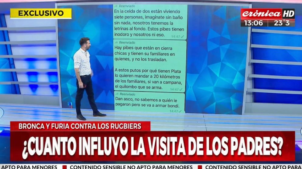 Estos son, en exclusiva, los duros mensajes de los internos cansados de los rugbiers asesinos. (Captura de TV)