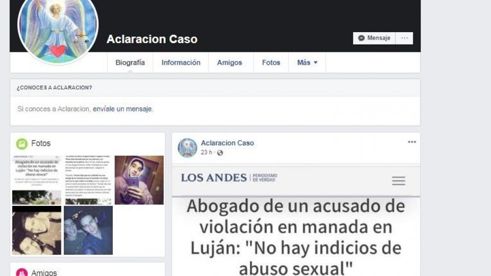 Este es el polémico perfil que trata de defender a cuatro jóvenes acusados de abuso sexual en manada. (Facebook)