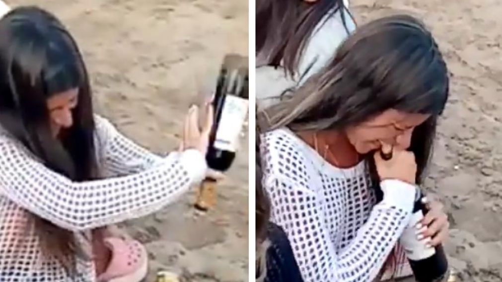 Furor por el método de una piba para abrir un vino sin sacacorcho (Captura de video)