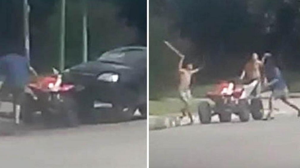 La salvaje pelea ocurrió en Tafí Viejo, en Tucumán (Captura).