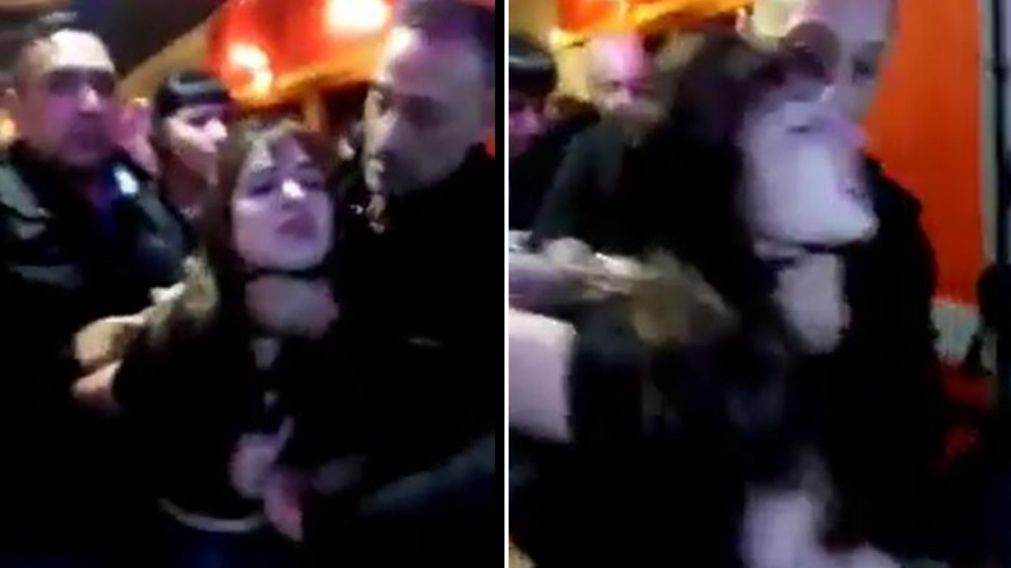 El momento en que la joven es expulsada del boliche en Ushuaia (Captura).