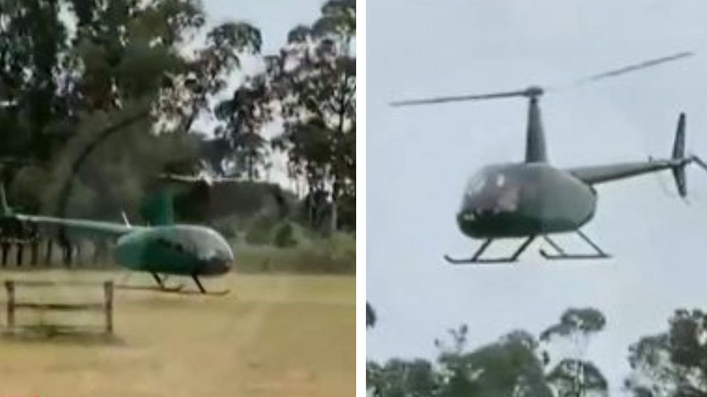 El momento del despegue del helicóptero quedó grabado en video (Captura).