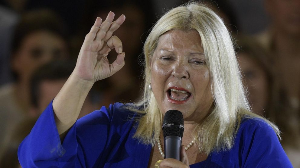 Elisa Carrió durante un acto político de Cambiemos.