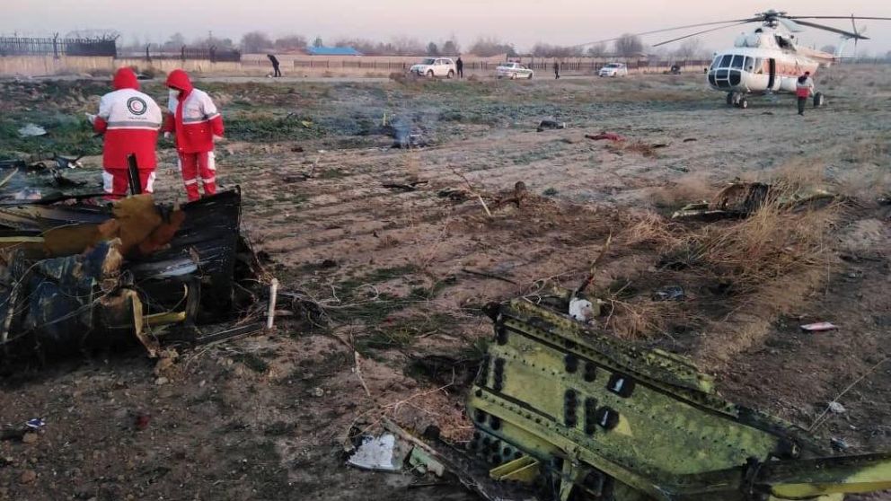 El lugar donde impactó la aeronave ucraniana.