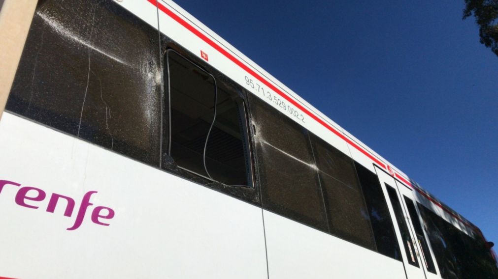 Un tren chocó contra una grúa en la provincia española de Muricia y hubo seis heridos (Gentileza Mucia Plaza).