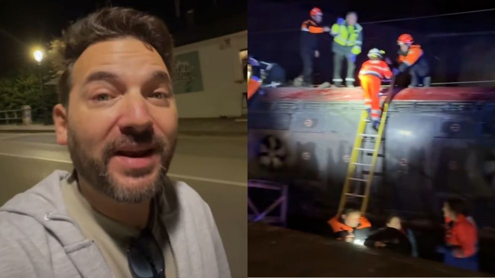 El influencer argentino Merakio viajaba junto a su pareja en el tren que descarriló y chocó este domingo en España (Captura).
