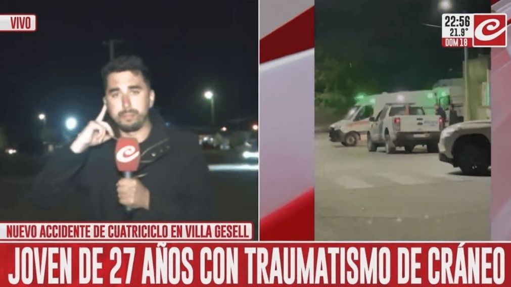 El joven está internado en grave estado tras el accidente.