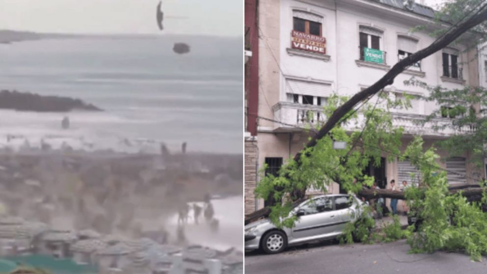 Tormenta y destrozos en Mar del Plata y Pinamar.