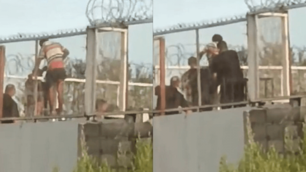 Ladrón intentó robar un supermercado y quedó atrapado en el cerco perimetral (Imagen captura de vídeo).