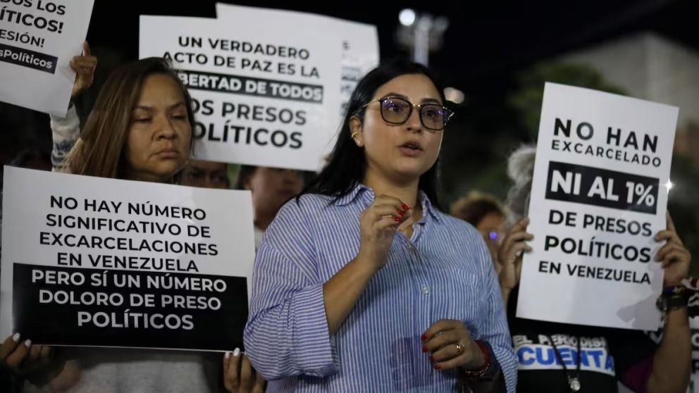 Los familiares de presos políticos reclaman su liberación en Venezuela.