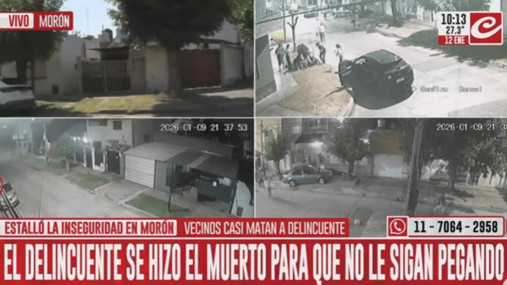 Así vecinos molieron a golpes a motochorro: el ladrón se hizo el muerto para que no le siguieran pegando.