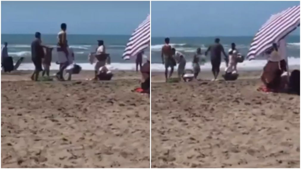 Vendedores ambulantes se enfrentaron a golpes en la playa de Mar Azul.