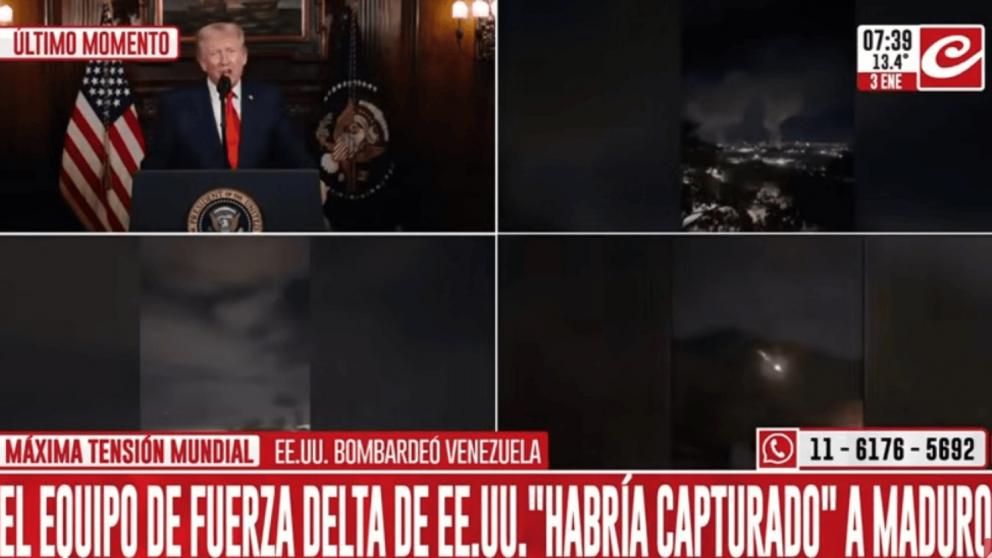 El anuncio de la captura de Nicolás Maduro por parte de los Estados Unidos (Captura Crónica TV).