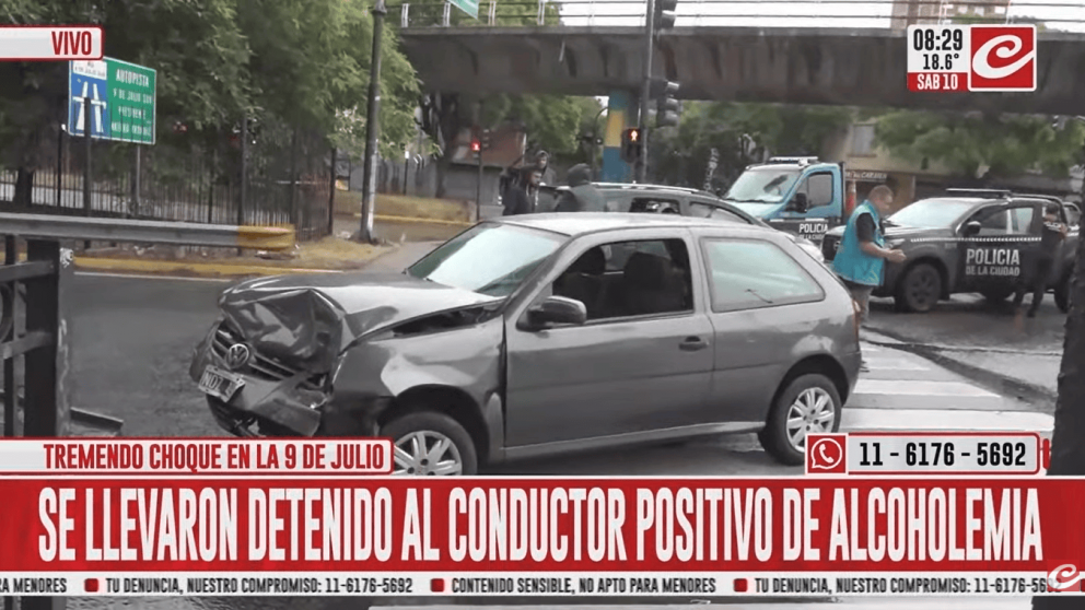 Chocó a un auto con una familia que se iba a la Costa, dio positivo de alcoholemia y fue detenido