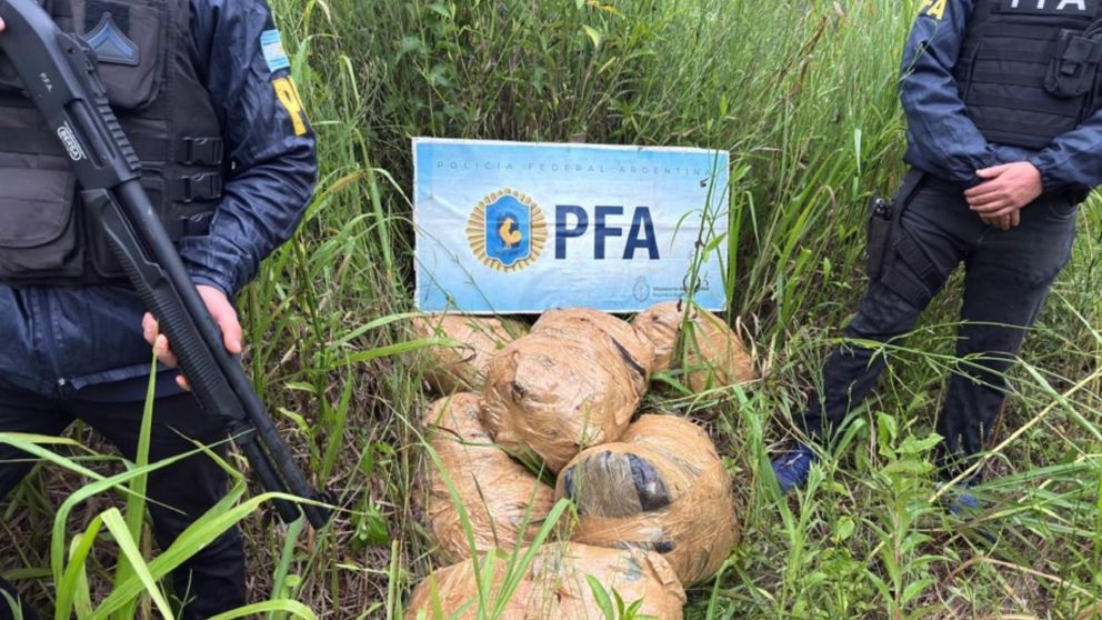 Algunos de los paquetes con marihuana hallados por los investigadores policiales.