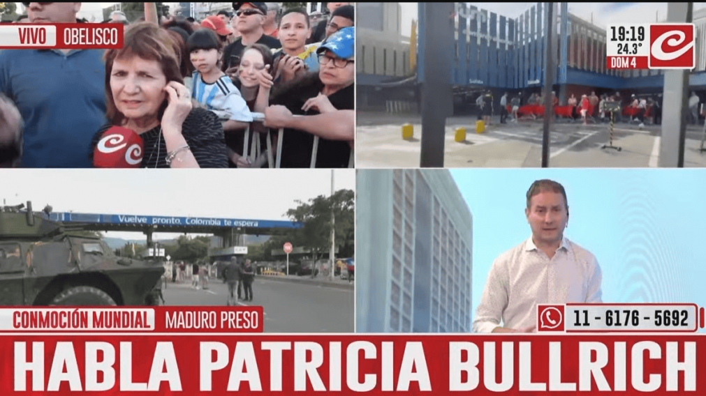 Patricia Bullrich dialogó con Crónica tras el acto en el Obelisco para festejar la detención de Nicolás Maduro.