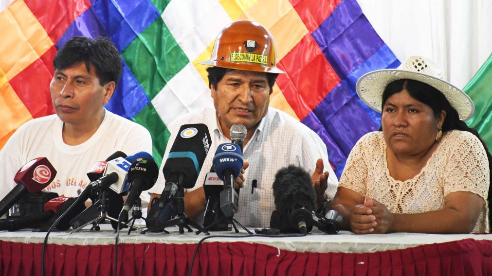 Morales dio una conferencia desde el Hotel Bauen (Carlos Ventura/Cr�nica)