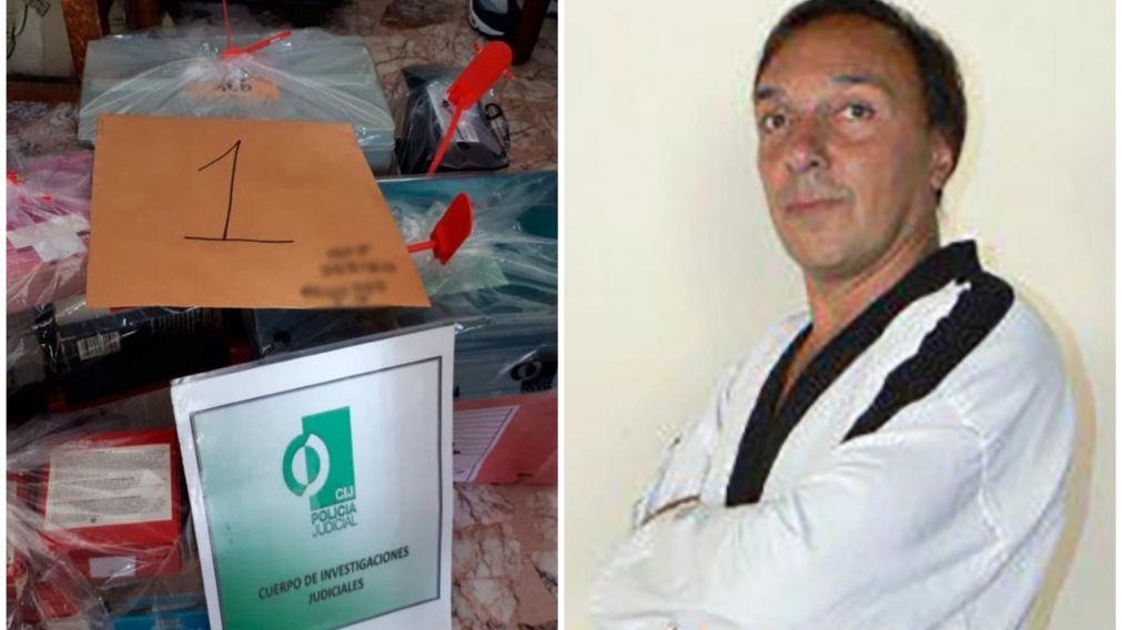 El agresor sexual junto al material incautado del caso.