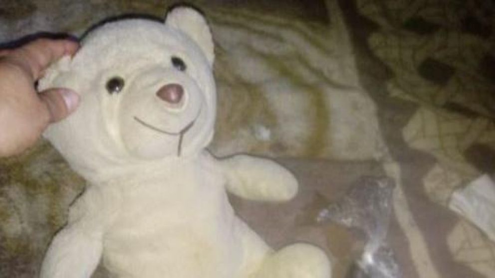 El peluche que tenía cocaína y marihuana en su interior.