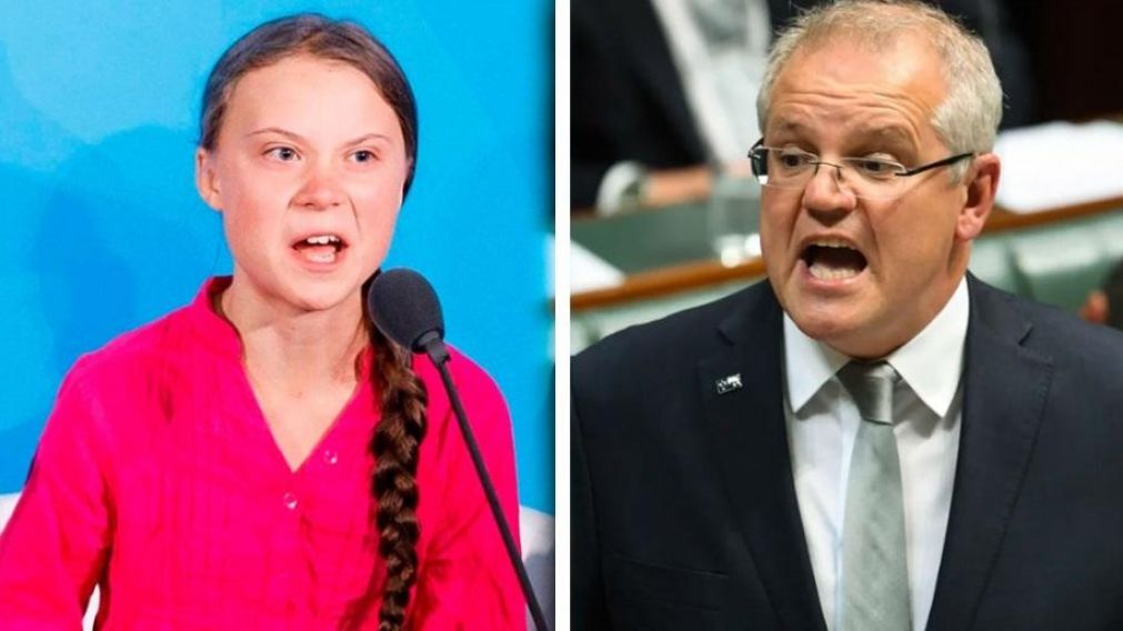 La joven activista Greta Thunberg se cruzó con el primer ministro australiano.