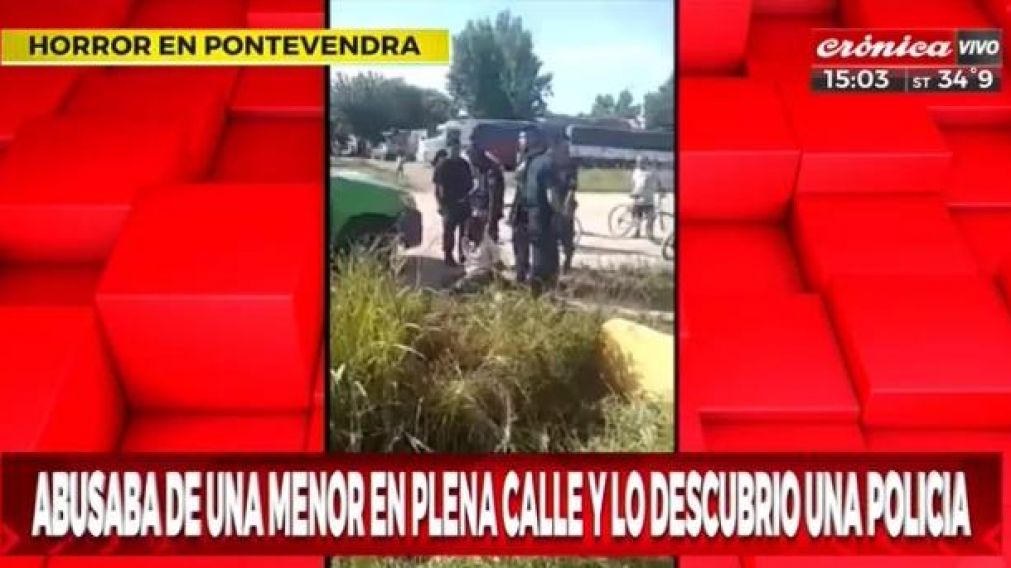 La mujer polic�a descubri� el abuso en plena calle (Captura TV).