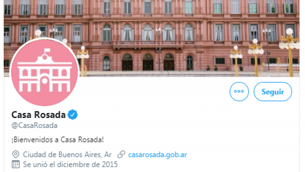 La cuenta oficial de la Casa de Gobierno (Twitter).