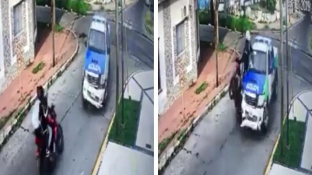 Impactantes nuevas imágenes del accidente entre un patrullero y una moto robada.
