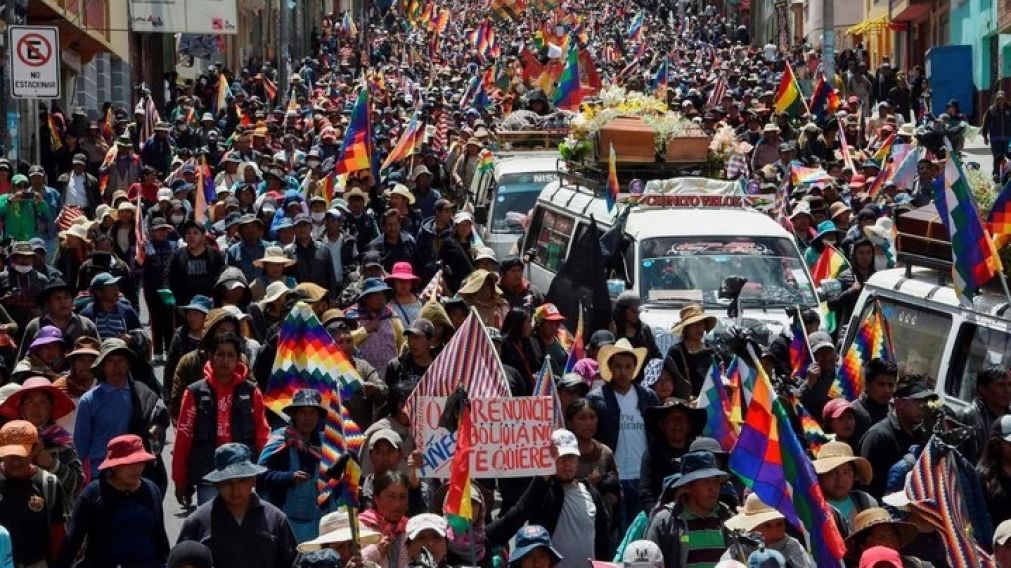 La multitudinaria manifestaci�n lleg� hasta el centro de la capital boliviana.