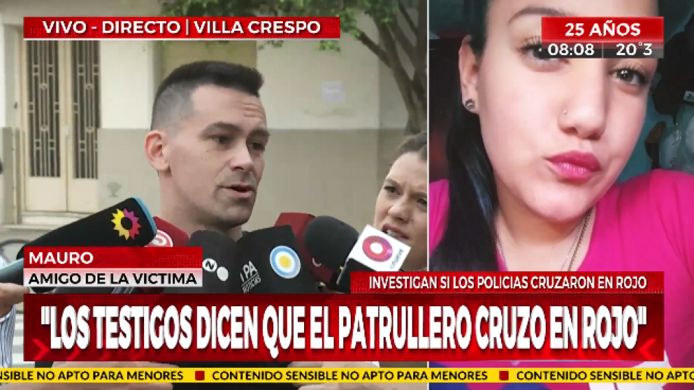 "El patrullero pas� en rojo, sin la sirena y a m�s de 100 kil�metros por hora"