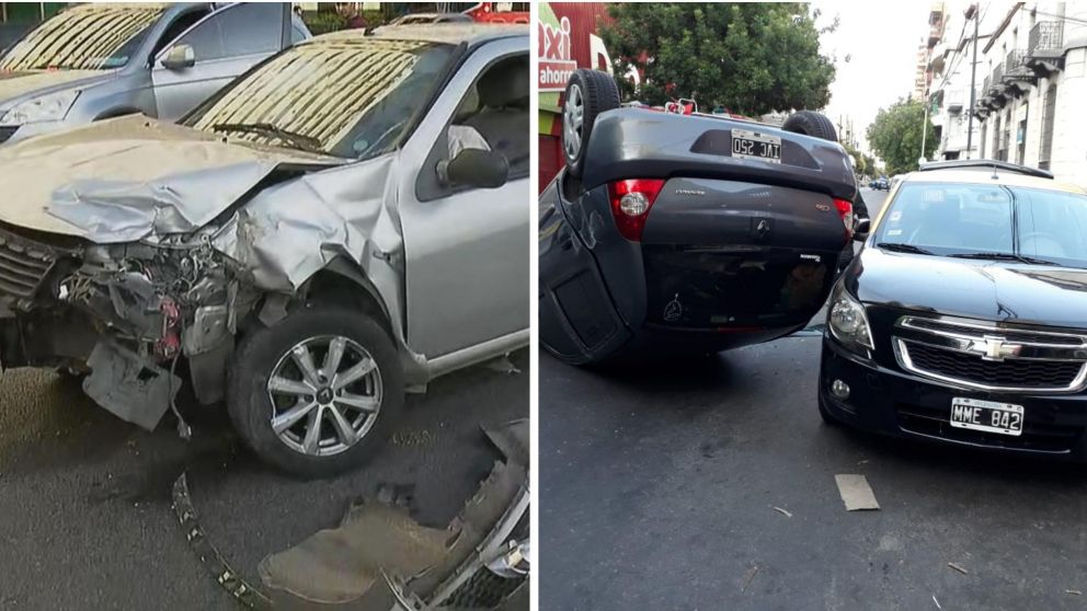 Choque en el Obelisco (izquierda) y en Flores (derecha).