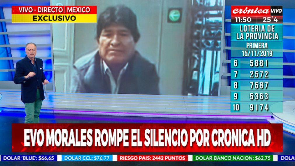 Evo Morales rompi� el silencio en Cr�nica HD: "Me quisieron matar"