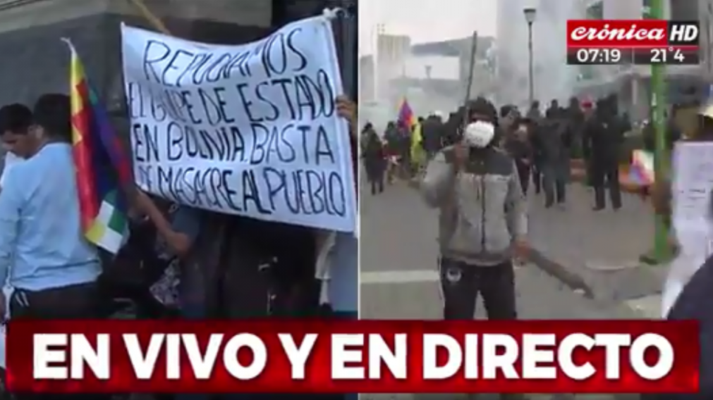 Ciudadanos bolivianos repudiaron el "golpe de Estado" contra Evo Morales. (Captura video)